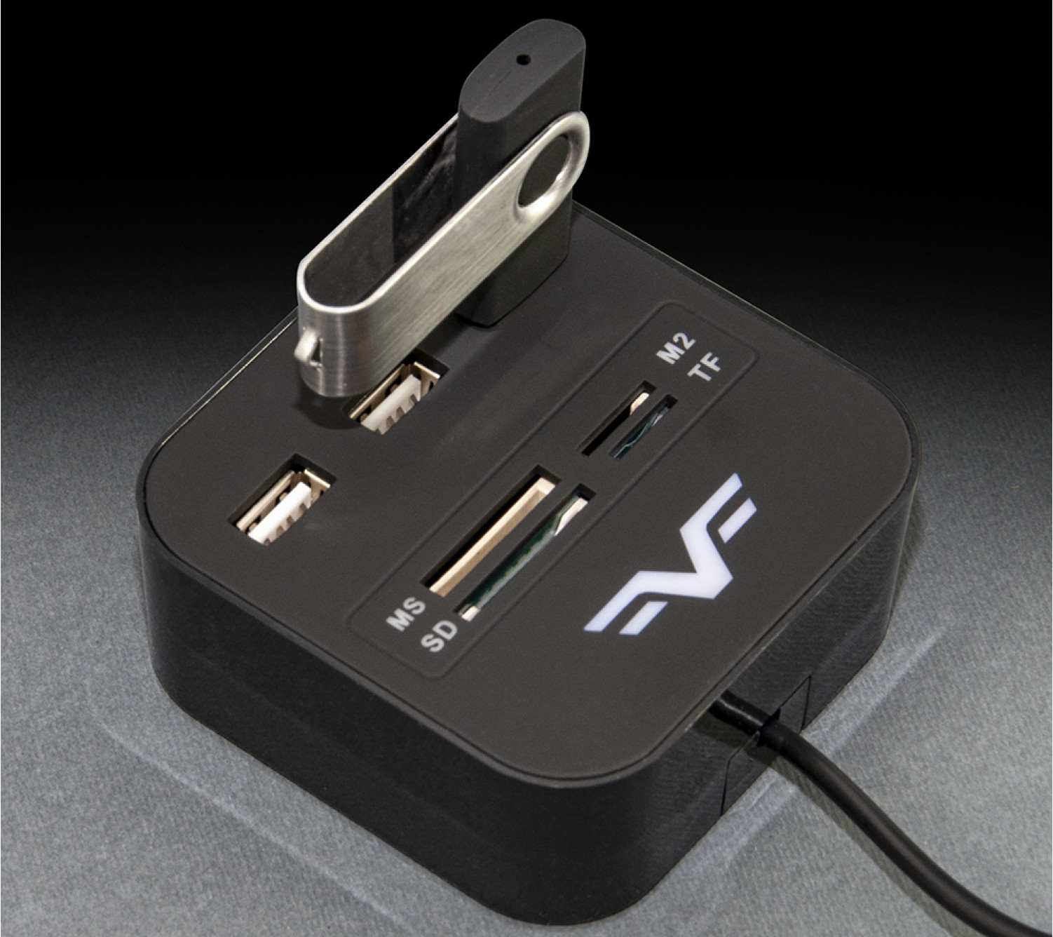 3-х портовий USB-хаб Frime з картрідером All-in-One Black