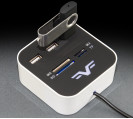3-х портовый USB-хаб Frime с картридером All-in-One White 