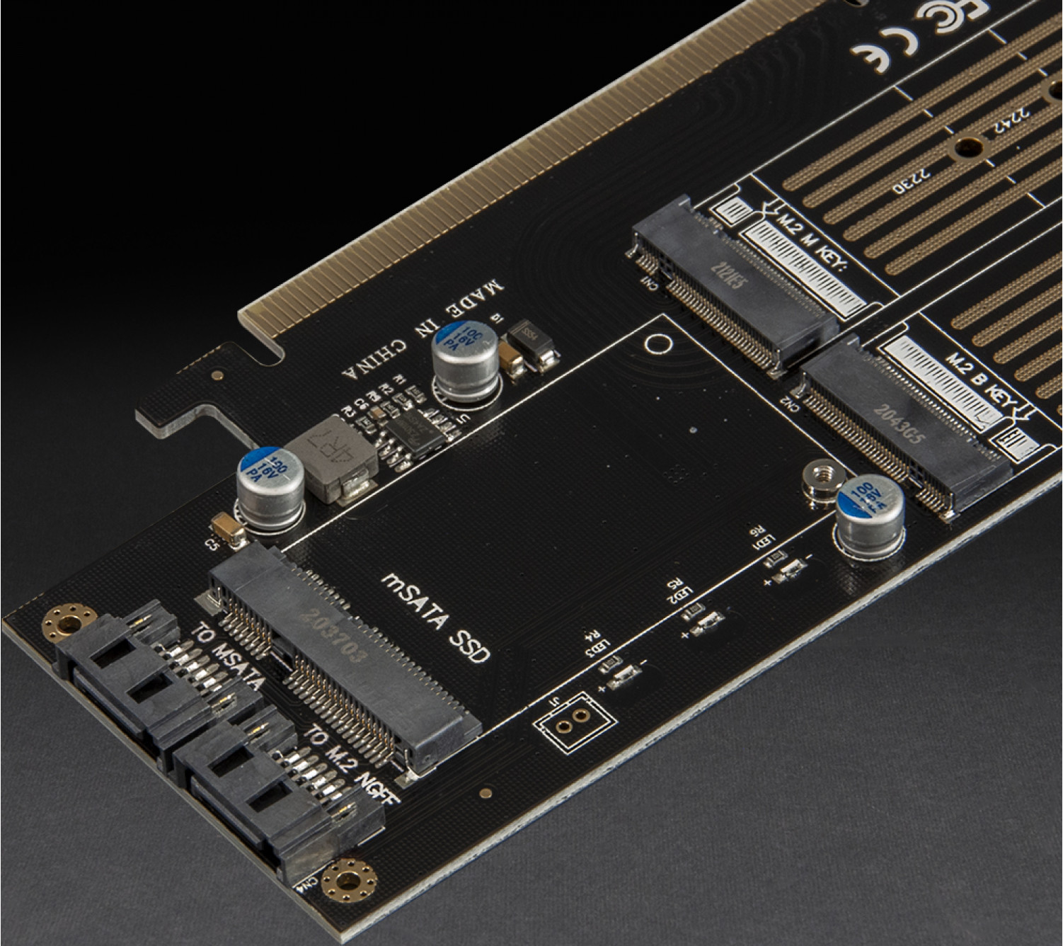 Адаптер Frime PCI-E x16 to 2xM.2 (M Key+B Key) + 1 x mSata