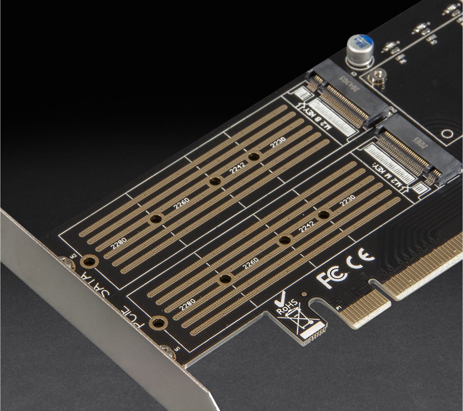 Адаптер Frime PCI-E x16 to 2xM.2 (M Key+B Key) + 1 x mSata